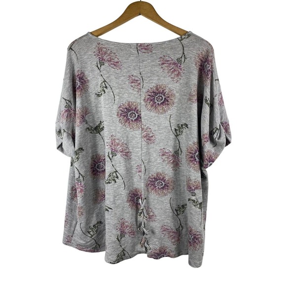 Maurices Size 2 2X Knit Top Shirt Floral Print Short Sleeve Tee Popover Womensd - Picture 6 of 8